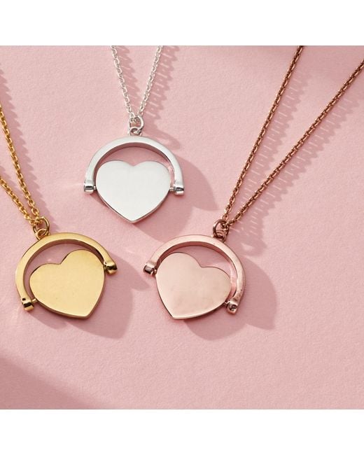 Posh Totty Designs Pink Rose Gold Plated Heart Spinner Necklace