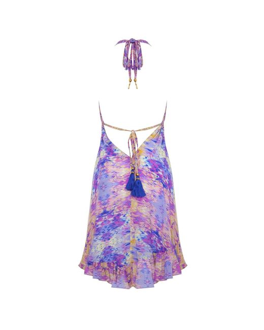 Sophia Alexia Purple Neutrals Desert Breeze Silk Mini Ibiza Dress
