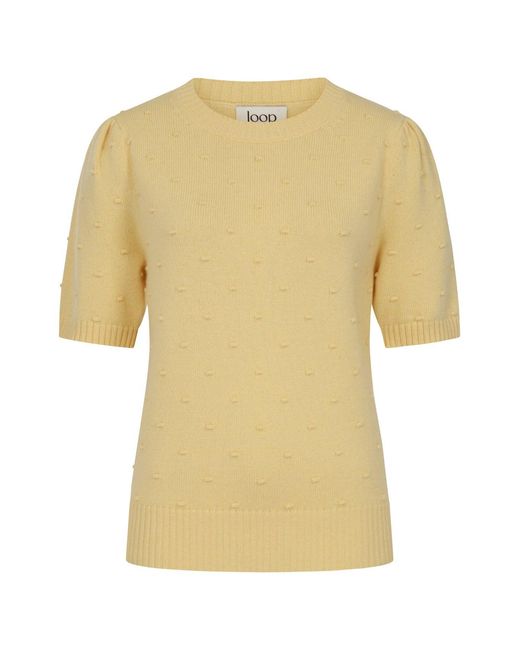 Loop Cashmere Yellow Bobble Puff Sleeved Sweater