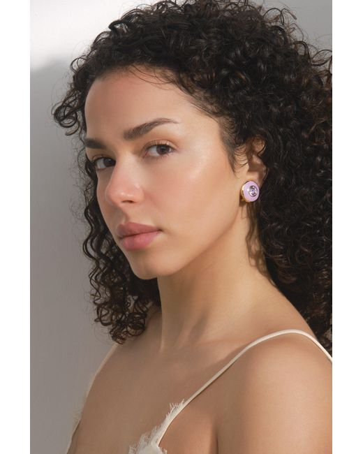 Emma Holland Jewellery Purple Lilac Amethyst Disc Clip Earrings