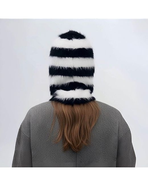 London Atelier Byproduct Black Striped & Striped Fuzzy Balaclava