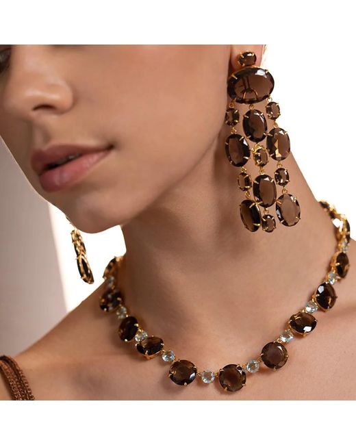 Bounkit Metallic Marysol Earrings Smoky Quartz Pierced