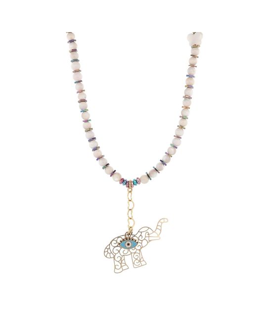 Ebru Jewelry Metallic Sacred Elephant Protection Pearl Necklace
