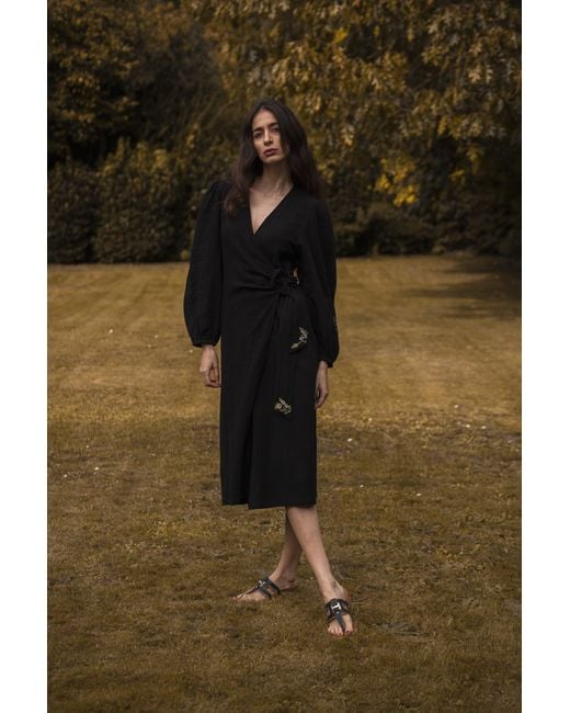 Em & Shi Green Lily Of The Valley Wrap Dress