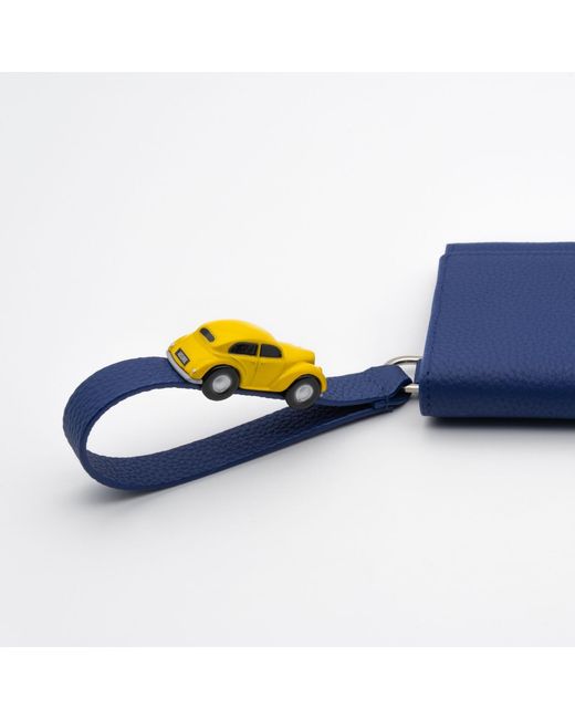Absurde Blue Parking Leather Bifold Wallet With Car