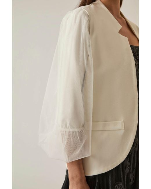 James Lakeland Natural Tulle Sleeve Blazer