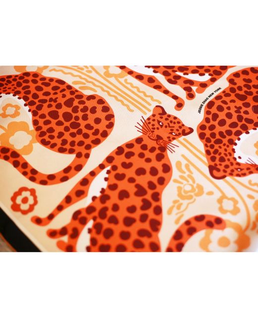 Jessie Zhao New York Brown Silk Bandana Of Leopards With Floral Fountain