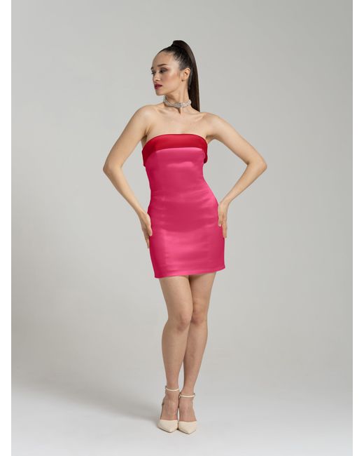 Tia Dorraine Pink Romantic Allure Satin Mini Dress