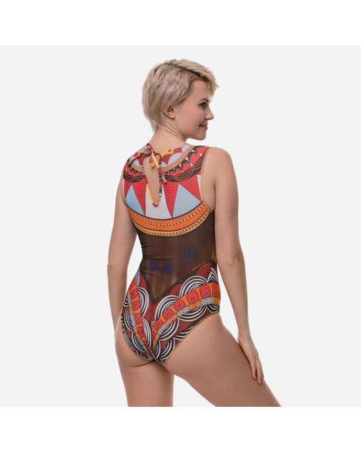 Rodasoleil Smart Swimwear Brown Tan-Through Mesh One-Piece Sleeveless Swimsuit Africa