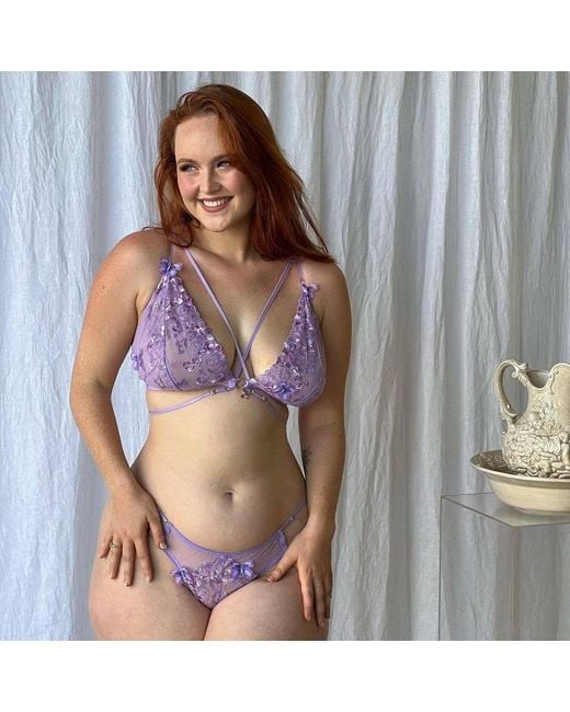 Empress Mimi Purple Madame X Lilac Lace Panty With Butterfly Detail
