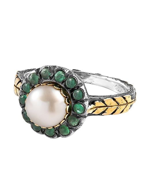 Emma Chapman Jewels Green Pearl Emerald Cocktail Ring