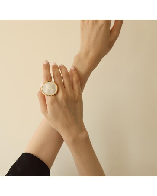Retro Chic Metallic Enamel Ripple Ring