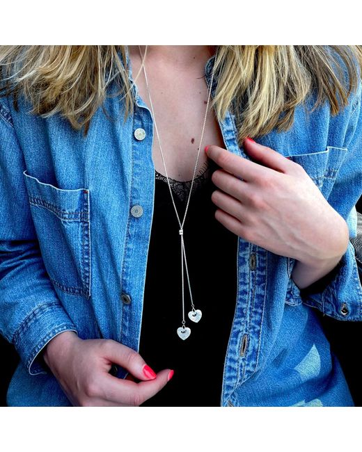 CarterGore White Wave Heart Sterling Slider Necklace