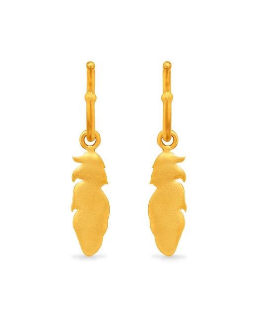 7879 Metallic Feather Charm Hoop Earrings