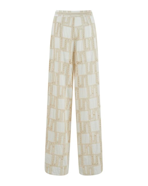 Nocturne White Neutrals Embroidered Pants