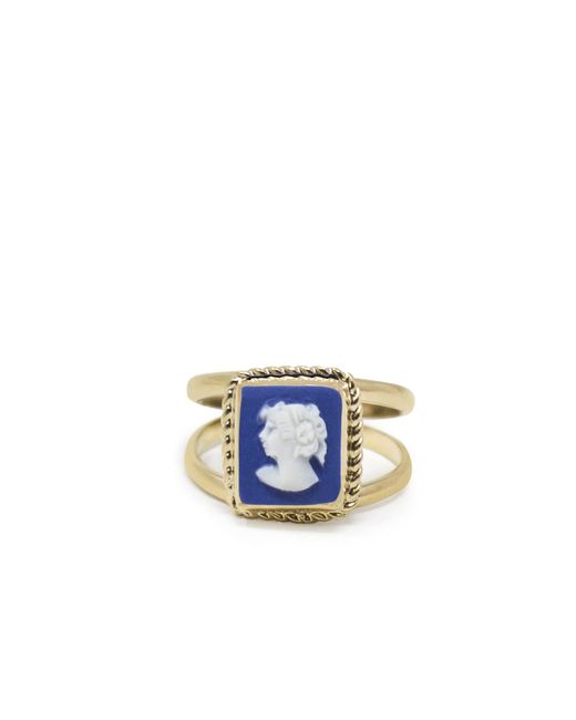 Vintouch Italy The Beloved Gold-plated Blue Cameo Ring