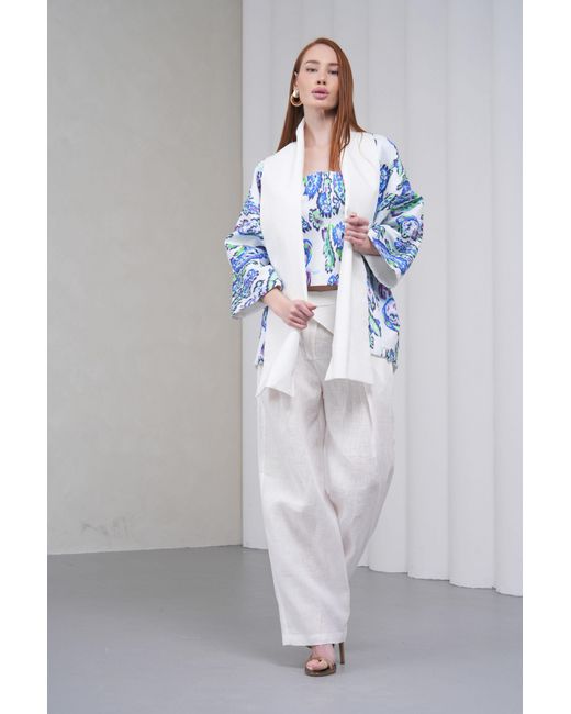 Lumina Eligma White The Duality Linen Reversible Jacket