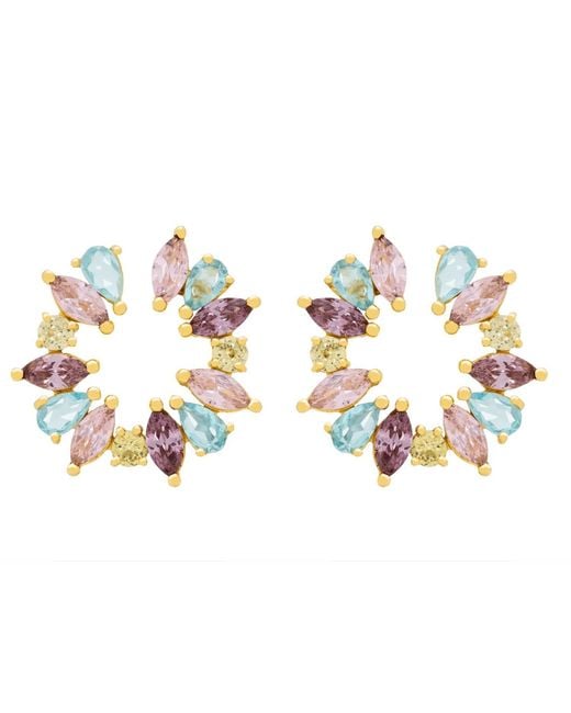 Lavani Jewels Metallic Rose Goldplated & Multicoloured Amal Earrings