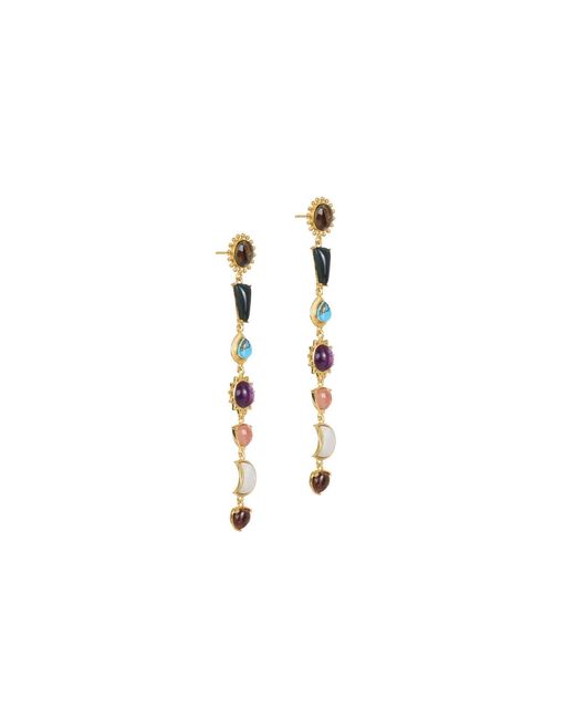 Lila Rasa Metallic Multi-Gemstone Drop Earring