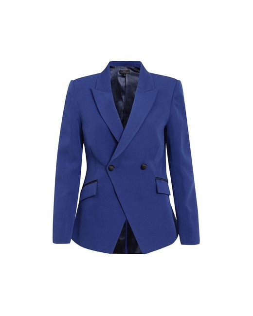 Point of View Label Blue Champion Colorblock Double Breasted Jacket For