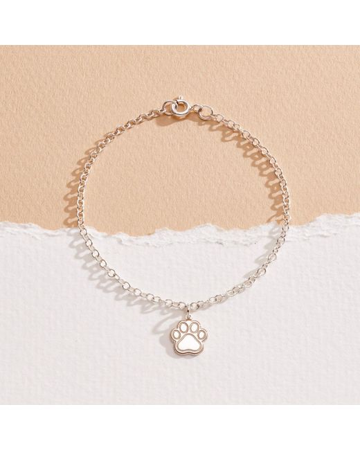 Posh Totty Designs Metallic Sterling Paw Print Dinky Charm Bracelet