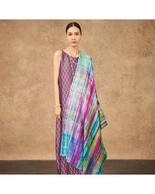 Silk and Bears Purple Brushstroke Hand-Dyed Silk Shawl – Mulberry Silk Wrap