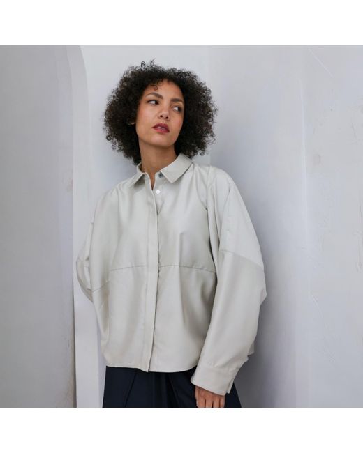 London Atelier Byproduct Gray Neutrals Bias Lantern Oversize Shirt