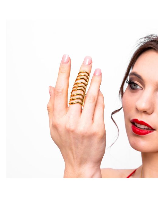 Lucy Quartermaine Metallic Waterfall Armour Ring