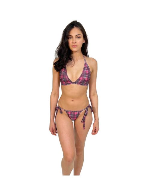 Maui X Lolita Purple Kelly Reversible Plaid Triangle Bikini