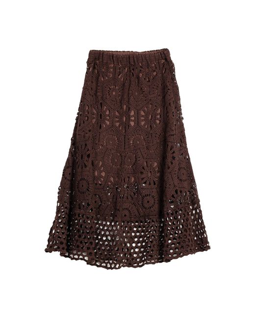 Tantra Spain Sl Brown Midi Crochet Skirt With Elastic Waistband