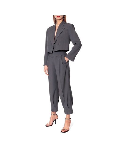AGGI by HALEWSKI Gray Giorgia Castlerock Short Double Breasted Blazer