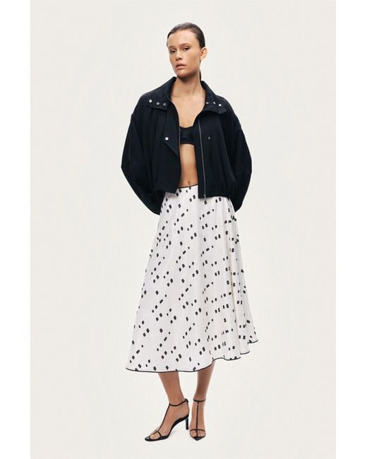 Nocturne Black High-Neck Gathered Jacket