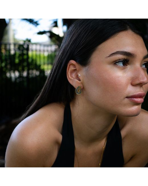 Ebru Jewelry Metallic Sacred Script Two Tone Stud Earrings