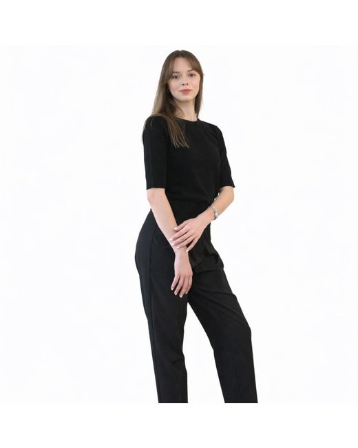 Nuvv Collection Black Cashmere And Wool Blend Short Sleeve Sweater – Premium Italian Yarn