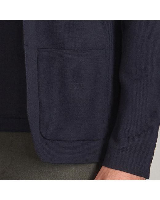 Paul James Knitwear Blue Lightweight Extra Fine Merino Wool Massimo Knitted Blazer for men
