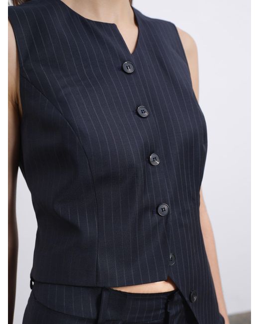 Sélone Blue Noira Asymmetric Tie Vest