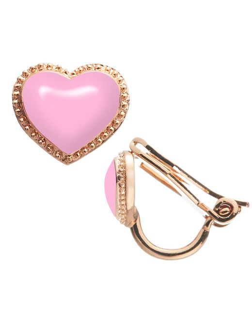 Grosse Pink Enamel Heart Clip On Earrings, Series Pop Heart