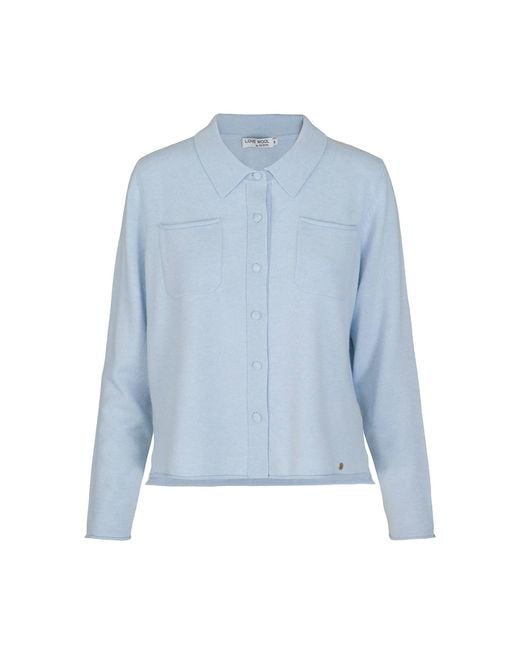 tirillm Blue Nadine Cardigan With Collar And Pockets, Light