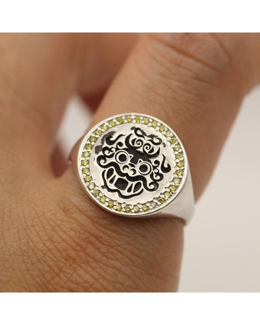 VicStoneNYC Fine Jewelry Metallic Natural Diamond Dragon Gold Signet Ring for men