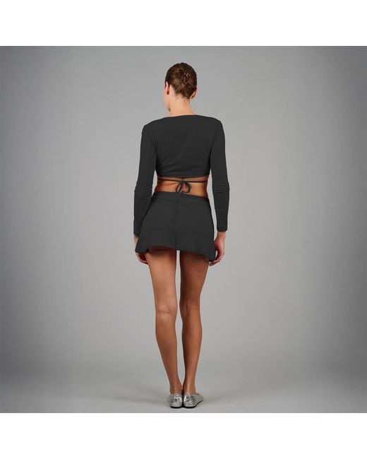 Love and Nostalgia Gray Cross Your Heart Wrap Top