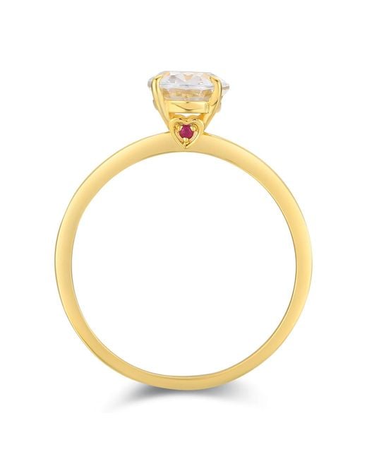 Azura Jewelry New York Metallic Hidden Ruby Heart Oval Moissanite Solid Ring