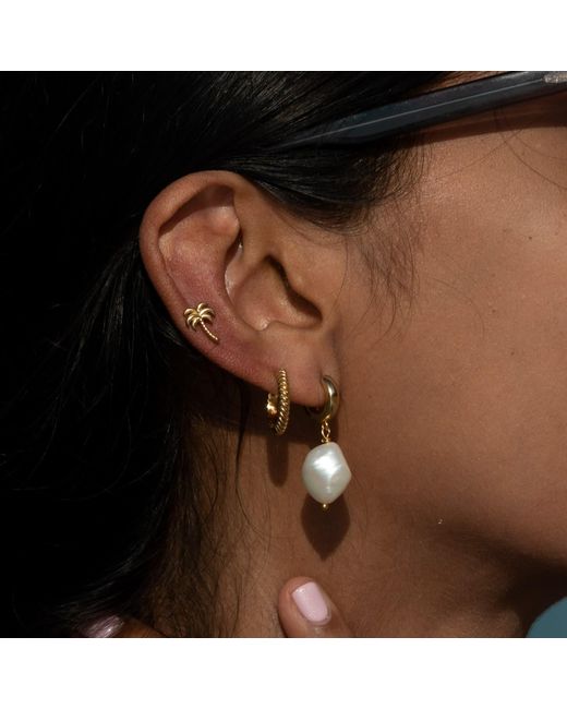 Scream Pretty Metallic Baroque Pearl Huggie Earrings