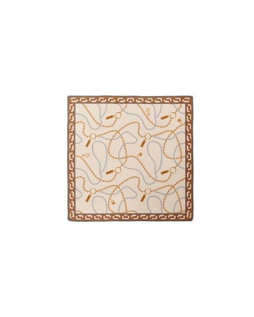 Le Parmentier Natural Neutrals Heritage Chain And Pearls Silk Bandana