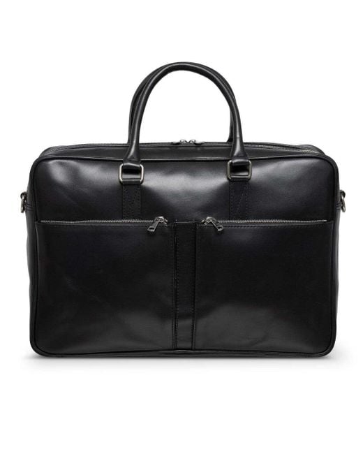 Hides Leather Co. Black Full-Grain Leather Briefcase, Work Bag With Strap Organizer for men