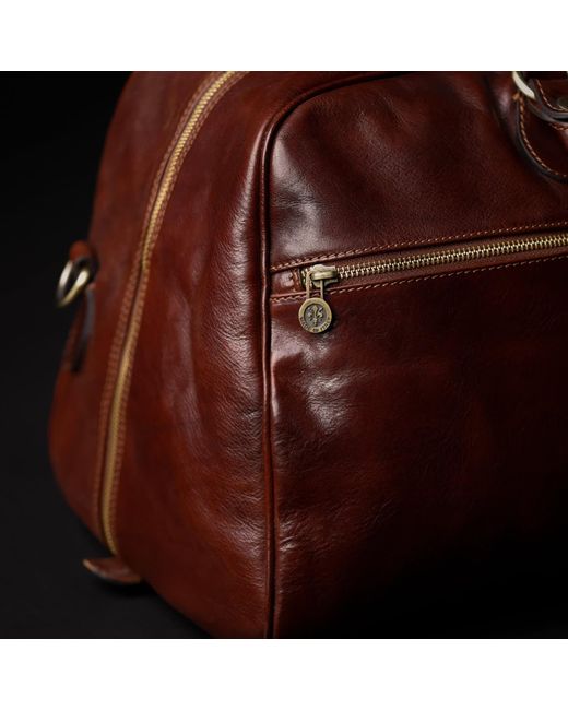 Time Resistance Brown Leather Duffel Bag for men
