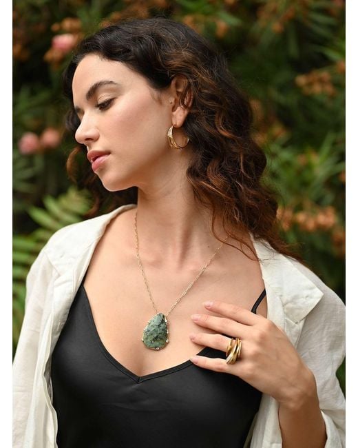 Rare Matters Jewelry Metallic Organic African Teardrop Necklace
