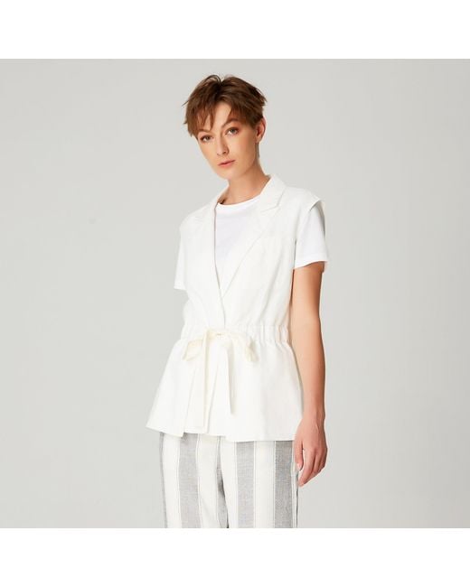 Smart and Joy White Waistcoat With Drawstring