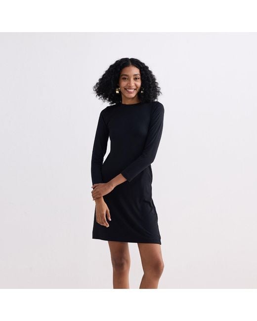 REISTOR Black Long Sleeves Fitted Short Dress