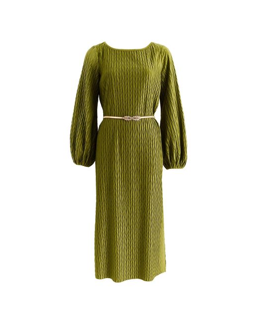 green velvet dress midi Yumi Green Velvet Frill One Shoulder Midi Dress With Split Hem