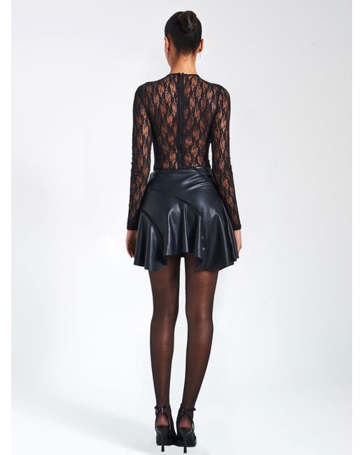 Miss Circle New York Black Maisie Lace Long Sleeve Bodysuit
